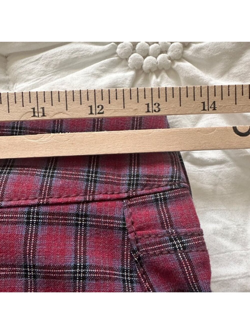 American Eagle Outfitters Hi-Rise Mini Skirt Plaid Maroon Black SZ 00 Preppy - Picture 11 of 12